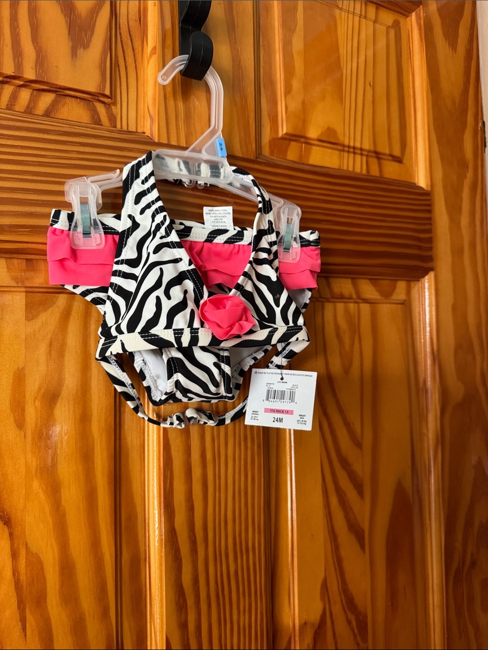 Toddler Zebra-Print Bikini Set with Pink Accents